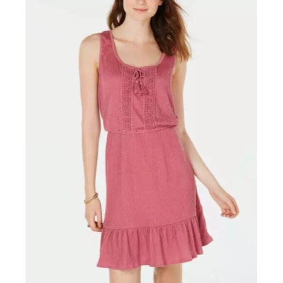 BEBOP Ruffled-Hem Rose Pink Peasant Knit Dress NWT XS - Picture 2 of 10